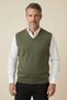 Men's Dad Khaki V-Neck Knitwear Sweater Classic Cut Soft Textured - 2