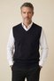 Men's Father Navy Blue V-Neck Knitwear Sweater Classic Cut Soft Textured - 2