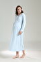 Ruffle Detailed Long Maternity Dressing Gown and Nursing Compatible Nightgown Set - 6