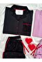 Twisty Black and Lilac Bow Four-Piece Pajama Set - 6