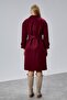 Burgundy Belted Oversized Cashmere Coat - 4
