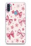 Samsung Galaxy A11-M11 Compatible Pink Bow, Flower and Polka Dot Printed Silicone Case