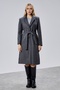 Women's Anthracite Belted Buttoned Long Coat