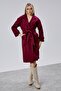 Burgundy Belted Oversized Cashmere Coat - 5