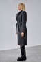 Women's Anthracite Belted Buttoned Long Coat - 2
