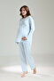Blue Maternity 3-Piece Pajama Set - Pajama Set with Nursing Feature and Dressing Gown - 6