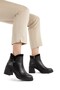 Genuine Leather Thick Heeled Zippered Black Women's Boots Sayano - 5