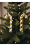 16 cm – Christmas Tree Ornament Candy Cane with Gold Star, Set of 2 Decorative Hanging Ornaments - 2