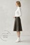 Bell skirt - light Stretch Fabric fabric high waist long bell skirt coffee - 3