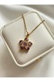 Gold Purple Flower Model Steel Necklace - 3