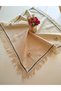 Natural Handcrafted Rose Embroidered Antique Worked Authentic Vintage Guipure Organic Fringed Tablecloth - 6