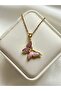 Gold Purple Butterfly Model Steel Necklace - 2