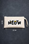 Meow Written Black Cat Printed Zippered Cloth Pen Holder, Makeup Bag, Handbag