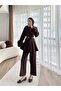 Women's Feather Sleeve Scuba Pants Blouse Set