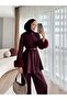 Women's Feather Sleeve Scuba Pants Blouse Set
