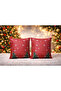 New Year's Patterned Premium 2-Piece Fabric Cushion Cover 43X43 cm – Christmas Themed Decorative Pillowcase