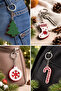 New Year Plexiglass Keychain Set of 4 (Pine Tree, Stocking, Snowflake, Candy Cane) Gift Set - 2