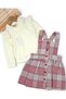 Girl's Plaid Patterned 2-3-4-5-6 Year Old Salopet Dress, Stylish 2-Piece Set with Badili - 3