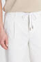 Men's White Cotton Slim Fit Slim Fit Tie Waist Side Pocket Stretch Shorts - 4