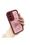 Samsung Galaxy S24 Plus Compatible Rose Butterfly Patterned Burgundy Silicone Shockproof Case - 3