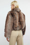 Women's Oversized Mold Long Sleeve Shirt Collar Zippered Woven Faux Faux Fur Coat Functional Stylish - 6