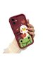 iPhone 12 Compatible Flexible Silicone Protection Burgundy Color Cartoon Case - 3