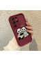Samsung Galaxy S22 Ultra Compatible Flexible Silicone Protection Burgundy Color Panda Case - 2