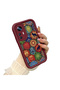 Xiaomi Mi 12t Compatible Maroon Silicone Case-Vintage Patterned Shockproof - 3