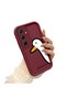 Samsung Galaxy A55 Compatible Flexible Silicone Protection Burgundy Color Cute Duck Case - 3