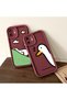 iPhone 14 Compatible Flexible Silicone Protection Burgundy Color Cute Duck Case - 7