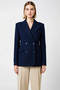 Women's Herringbone Woven Double-Breasted Fitted Jacket Collar Long Sleeve Functional Durable Quality Stylish - 5