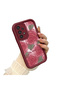 Samsung Galaxy A33 5g Compatible Rose Butterfly Patterned Burgundy Silicone Shockproof Case - 3