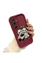Samsung Galaxy A55 Compatible Flexible Silicone Protection Burgundy Color Panda Case - 3