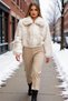 Women's Oversized Shirt Collar Long Sleeve Synthetic Faux Fur Coat Functional Durable Quality Comfortable