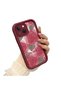 iPhone 14 Compatible Rose Butterfly Patterned Burgundy Silicone Shockproof Case - 3