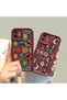 iPhone 16E Compatible Burgundy Silicone Case-Vintage Patterned Shockproof - 7