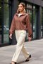 Women's Mock Neck Zippered Plain Knitted Suede Crop Jacket Functional Durable Quality Comfortable Stylish