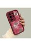 Samsung Galaxy S25 Ultra Compatible Rose Butterfly Patterned Burgundy Silicone Shockproof Case - 2