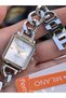 Chain Model (Additional Link) Stylish Box, Silver Color Steel Cord, Women's Wristwatch+Bracelet