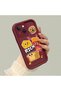 iPhone 15 Compatible Flexible Silicone Protection Burgundy Color Cartoon Case