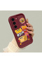 Samsung Galaxy S23 Compatible Flexible Silicone Protection Burgundy Color Cartoon Case