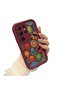 Samsung Galaxy S22 Ultra Compatible Burgundy Silicone Case-Vintage Pattern Shockproof - 3