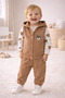 Baby Boys 3-Piece Set 100% Cotton Bear Embroidered Comfortable Fit Daily Set - 6