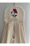 Cream Color Linen Bag Holder with Cross-Stitch Detail - 4