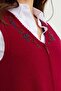 Embroidery Detailed Zippered Knitwear Vest - Red - 6