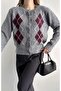 Baklava Pattern Embellished Buttoned Knit Cardigan