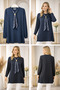 Women's Long Sleeve Casual Tunic with Scarf Accessory - 2