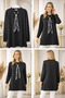 Women's Long Sleeve Casual Tunic with Scarf Accessory - 2