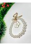 Pearl Detailed Steel Keychain – Stylish Modern Bag Ornament