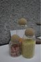 Set of 3 Striped Jars with Cork Lids - 1000 ml - 650 ml - 400 ml - 3 Different Sizes - Spice Jar - 5